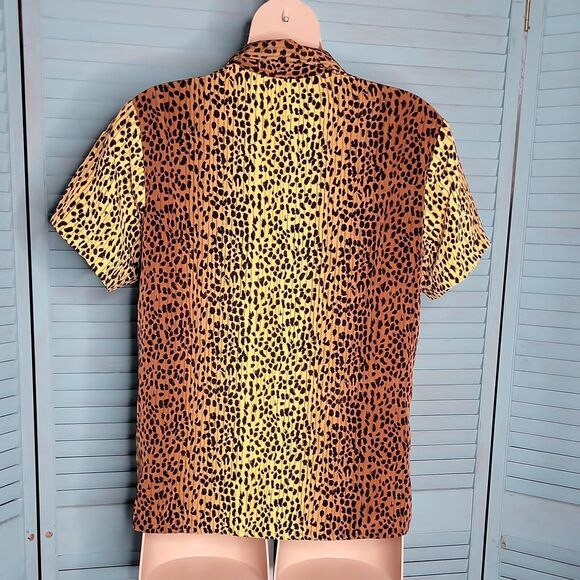 Bentley Plus Button Up Collared Shirt ~ Sz 16W ~ Brown & Black ~ Short Sleeve - Picture 3 of 4